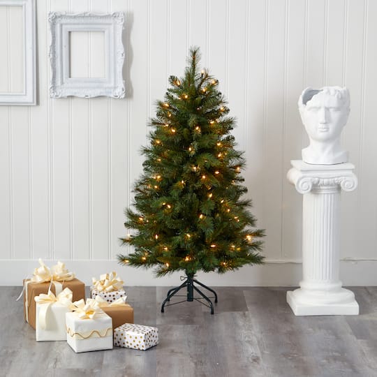 4ft. Pre-Lit West Virginia Mountain Pine Artificial Christmas Tree, Clear LED Lights